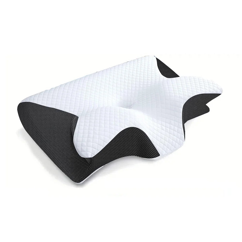 Memory Foam Neck Pillow - 2-in-1 Ergonomic Contour Orthopedic Support for Neck Pain Relief