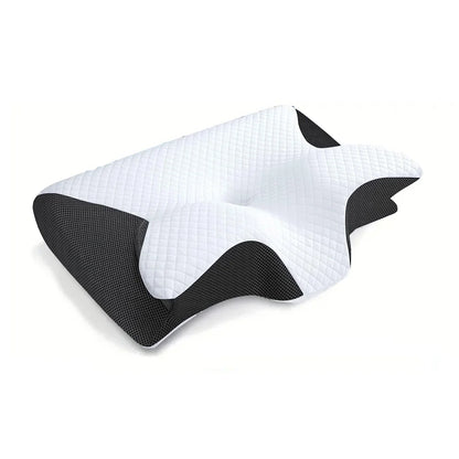 Memory Foam Neck Pillow - 2-in-1 Ergonomic Contour Orthopedic Support for Neck Pain Relief